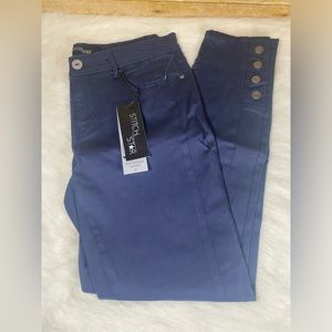 NWT Stitch Star Missy sz 6 Five Pocket Skinny Ankle Pant w/ Snaps Navy